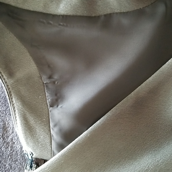 Custom Made Crepe Back Satin Evening Gown Olive Green Size S - Picture 7 of 7